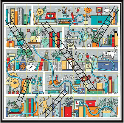 Galison Books and Ladders – Literary Version of Classic Snakes and Ladders Board Game for Adults and Kids Alike Perfect for Family Game Night 2-4 Players Medium