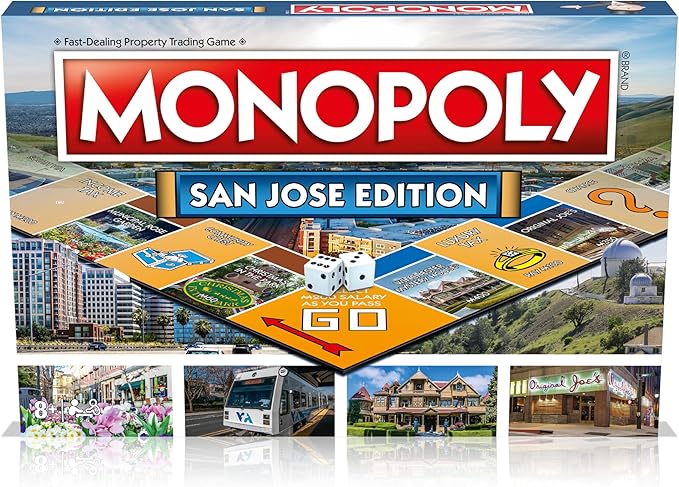 Monopoly Board Game San Jose Edition: 2-6 Players Family Board Games for Kids and Adults Board Games for Kids 8 and up for Kids and Adults Ideal for Game Night