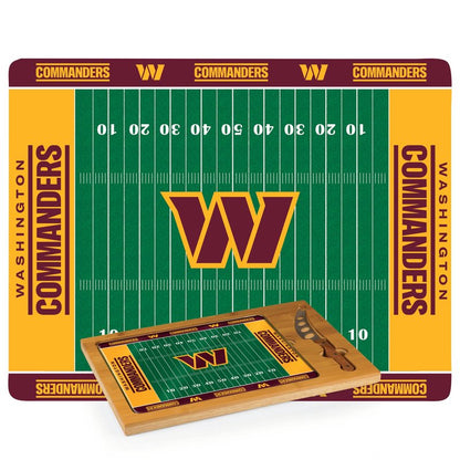 Picnic TIME Washington Commanders Football Field Icon Glass Top Cutting Board & Knife Set, (Parawood & Bamboo)