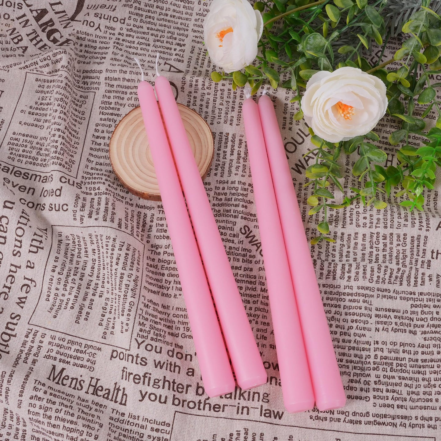 Viyffo Taper Candles, 10 Inch, 12 Pack, Cheery Bloom Pink – Unscented, Dripless & Smokeless Design, Up to 8 Hour Burn – Long Tall Taper Candlesticks for Wedding, Dinner & Home Decor