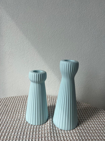 SCBLOOM Taper Candle Holders for Candlesticks Ceramic Candle Stick Candle Holder- Set of 2 Decorative Candle Stand for Wedding Decor,Dinner Party and Table Centerpieces,Housewarming Gift Blue