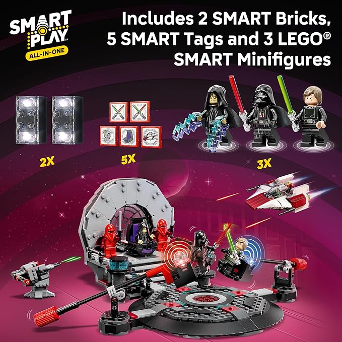 LEGO Star Wars SMART Play: Throne Room Duel &amp A-Wing Interactive Building Toy - All-in-One Set - Reacts to How You Move and Play with a SMART Brick - Gift for Boys Girls and Kids Ages 9+ - 75427