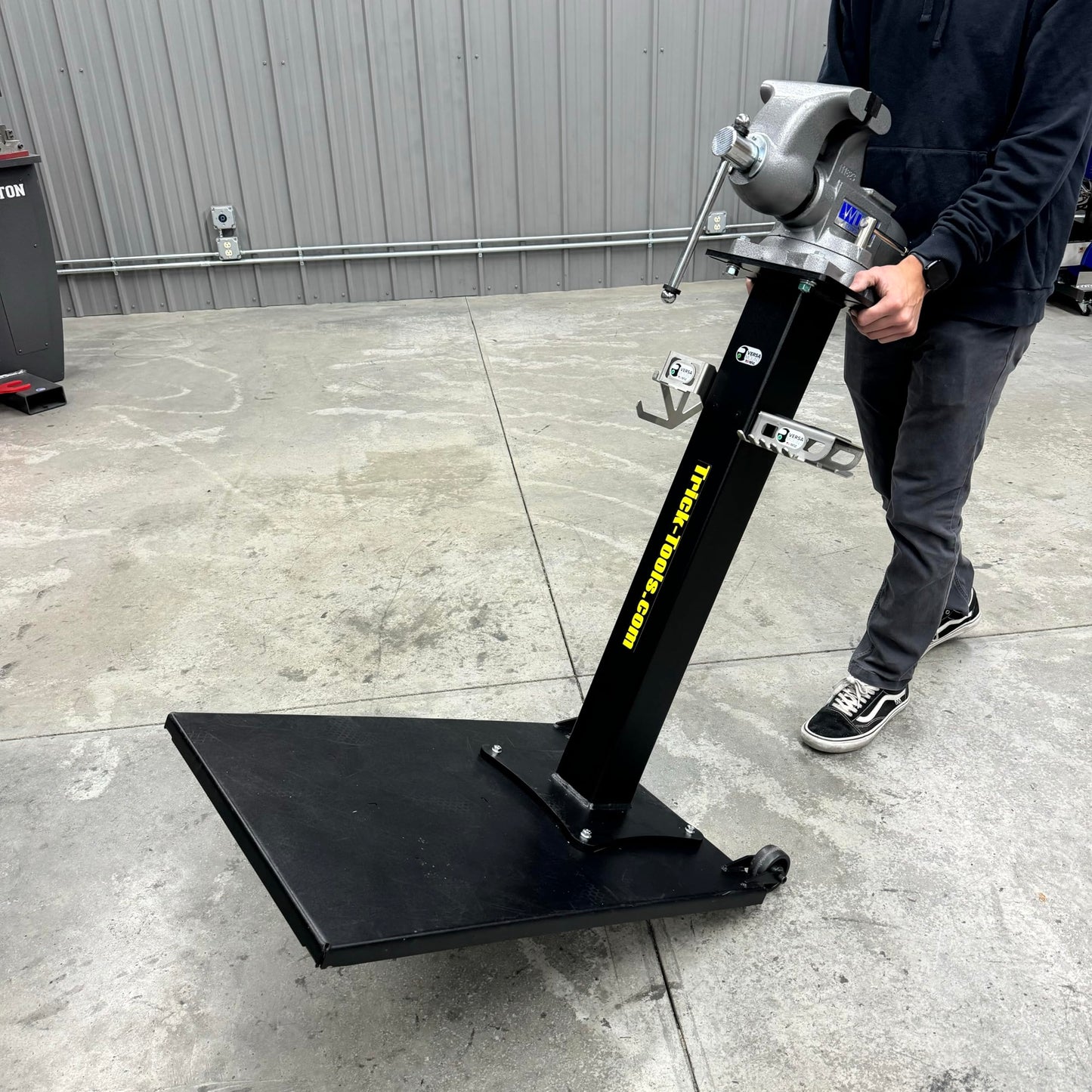 Trick-Tools Versa-Mount Heavy-Duty Mobile Mobile Vise and Bench Grinder Stand with Accessory Hangers, Made in the USA