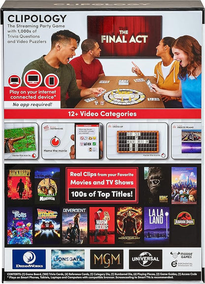Clipology Game - The Premier Streaming Board Game Featuring Real Clips From The World's Best Movies &amp TV Shows | Movie Trivia Game