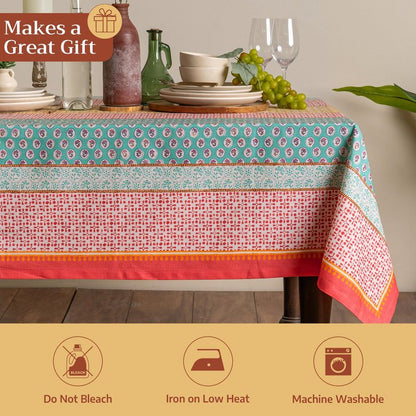 Maison d' Hermine Table Cloth Rectangle Table 100% Cotton 70 x 120 Inches Tablecloth Reusable Decorative for Dining Kitchen Room Farmhouse Home Gifts for Mothers Day Spring Summer - Provence