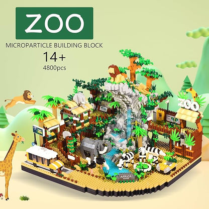 Zoo Micro Building Blocks Set Desert Wildlife Animals Park Building Kit with Lions Elephants Zebras and Safari Truck Home &amp Office Decor Birthday for Adults and Age 14+ (4800PCS)