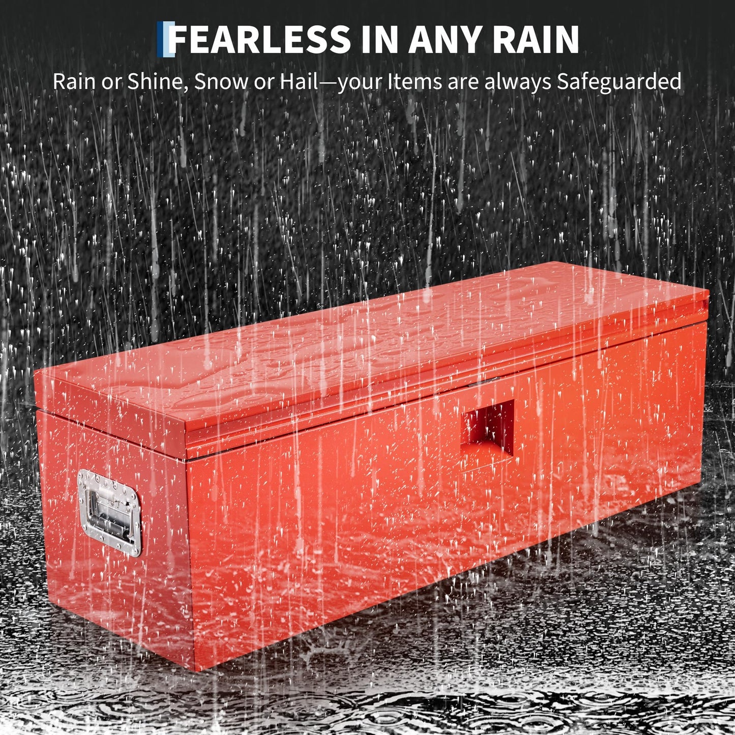 PeacefulHues Heavy Duty Steel Truck Toolbox – 76x38x38cm – Gas Shock Lid – t-Handle Lock – Weatherproof Rubber Seal – Secure Underbody Storage Chest – Fits Pickup, Truck Bed, RV, Trailer