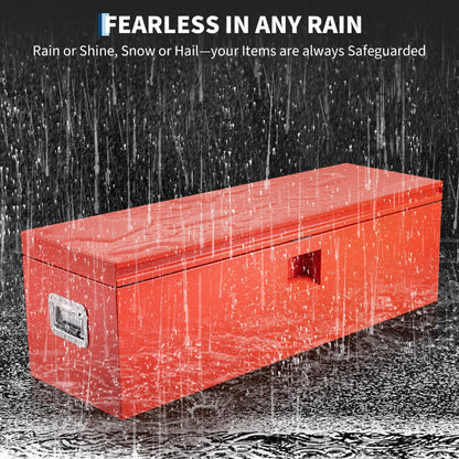 PeacefulHues Heavy Duty Steel Truck Toolbox – 76x38x38cm – Gas Shock Lid – t-Handle Lock – Weatherproof Rubber Seal – Secure Underbody Storage Chest – Fits Pickup, Truck Bed, RV, Trailer