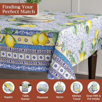 Maison d' Hermine Table Cloth Rectangle Table 100% Cotton 70 x 120 Inches Tablecloth Reusable Decorative for Dining Kitchen Room Farmhouse Home Gifts for Mothers Day Spring Summer - Citrus