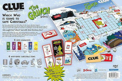 CLUE: The Grinch Classic Mystery Board Game Solve the Holiday Theft in Whoville with Cindy-Lou &amp More Discover Who Where and What was Taken Officially Licensed Dr. Seuss Merchandise