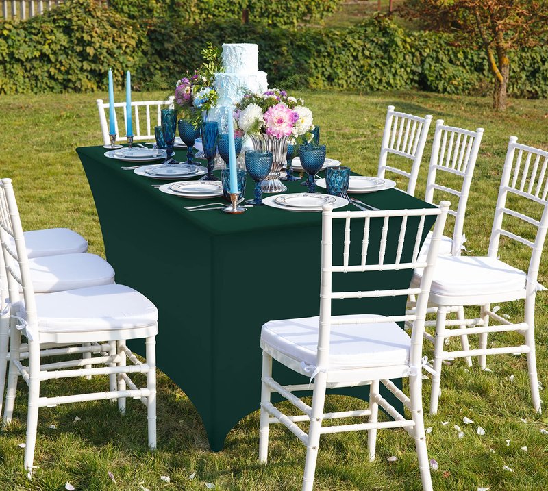 Utopia Kitchen Spandex Tablecloth 10 Pack [6FT, Hunter Green] Tight, Fitted, Washable and Wrinkle Resistant Stretch Table Cloth Rectangle Cover for Trade Show, Weddings & Parties [72Lx30Wx30H Inch]