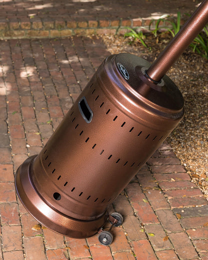 Fire Sense 60485 All Seasons Patio Heater With Wheels 46,000 BTU Output Electronic Ignition System Portable Outdoor Propane Heater Patio Heater – Hammered Bronze