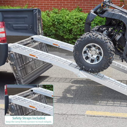 KOLOTOOL 7.5 FT Heavy Duty Aluminum Folding Loading Ramp for Pickup Trucks, 3000 lbs Capacity Truck Loading Ramps for Motorcycles, ATV, UTV Lawn Mowers,Tractors & Golf Carts, 90" Lx12 W (2 Pack)