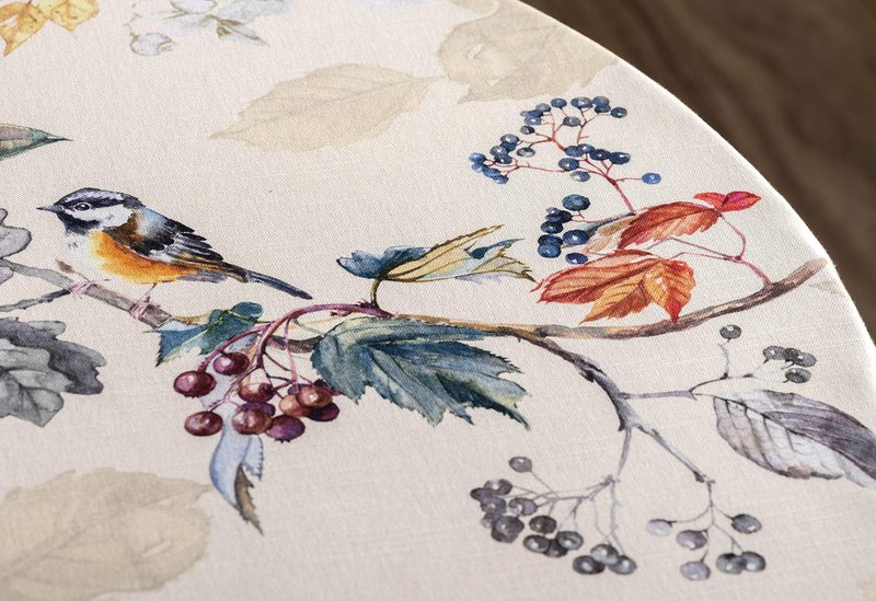 Maison d' Hermine Table Cloth Round Table 100% Cotton 63 Inches Fall Tablecloth Reusable Everyday Use for Thanksgiving Christmas Decorations Dining Farmhouse Party (Equinoxe - Beige)