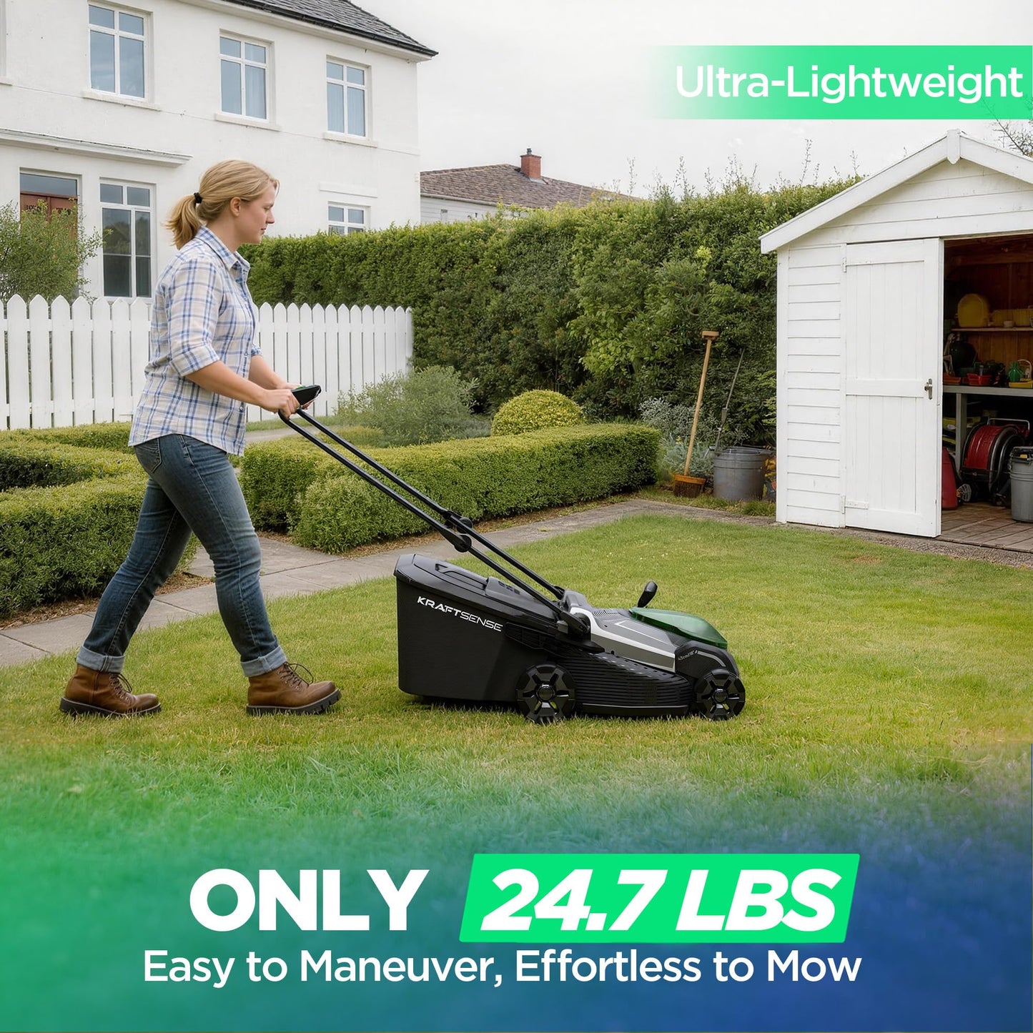 18" 40V Cordless Lawn Mower for Small to Medium Yards, Capable of Gas-Like Cuts with Brushless Motor, Used for Mulching/Bagging, 6 Heights for Seasonal Grass, Dual 5.0Ah Batteries Included