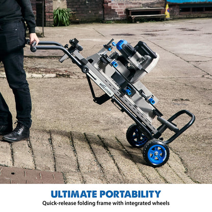 EVOLUTION MCSSTAND | Mitering Chop Saw Stand with Powerlift Assist | Heavy-Duty Steel Frame | All-Terrain Wheels | Compatible S14MCS, S355MCS, S355CPSL, S14CPS, S15CPS | Gas-Strut Lift