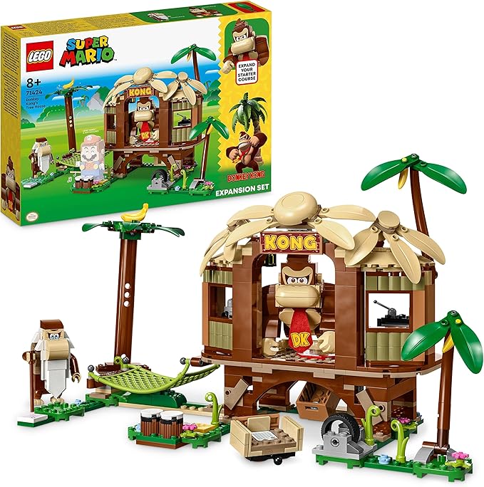 LEGO 71424 Super Mario Donkey Kong Hut Expansion Set Construction Toy with 2 Characters Combine with Starter Pack for Kids Boys and Girls Ages 8 and Above