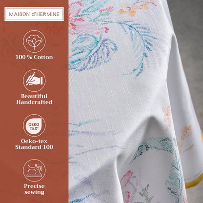 Maison d' Hermine Table Cloth Round Table 100% Cotton 63 Round Inches Tablecloth Reusable Decorative for Dining Kitchen Room Farmhouse Home Gifts for Mothers Day Spring Summer - Paradise Island