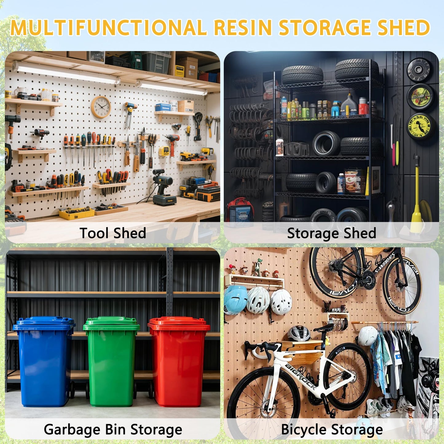PIPLEO 6x8 FT Resin Outdoor Storage Shed with Floor, Plastic Garden Storage Shed with Lockable Door & Vent, All Weather Versatile Tool Shed for Backyard, Patio, Lawn, Cloud Gray (6x8 FT)