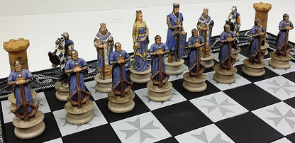 HPL Medieval Times Crusades King Richard Christian Knights Chess Set with 17 Maltese Board