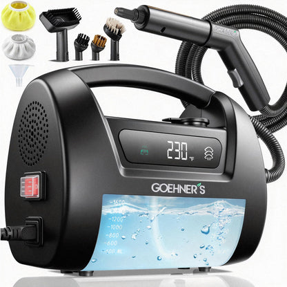 𝐔𝐩𝐠𝐫𝐚𝐝𝐞𝐝 Handheld Steam Cleaner for Home, 230°F/3.5Bar High Pressure Hand held Steam Cleaner for Car Detailing with 13ft Cord, 30s Heats Portable Steamer for Cleaning Grout (Black)