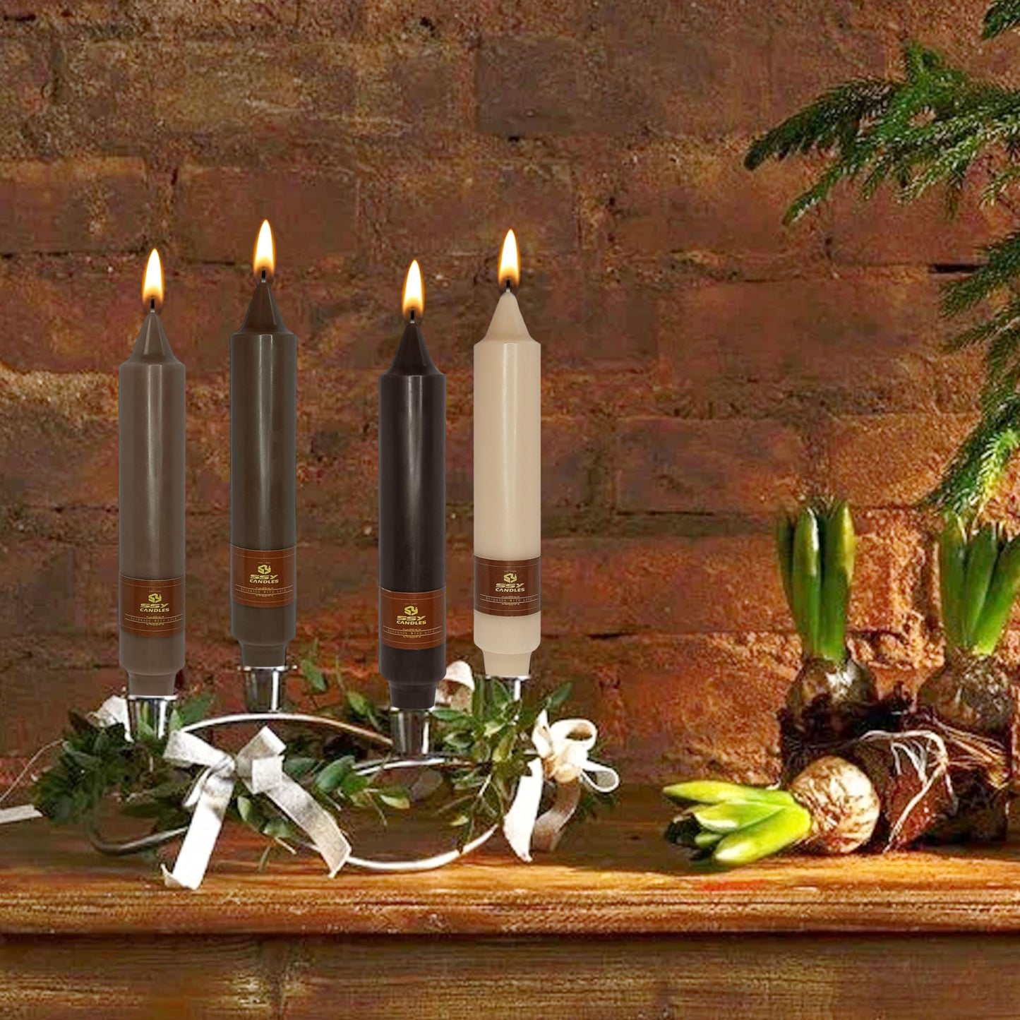 Autumn Candle Dinner Candle Unscented 4 PCS Gradient Coffee Candles Sticks 7 inch Tapered Candles Sticks for Home Holiday Wedding Party Decoration