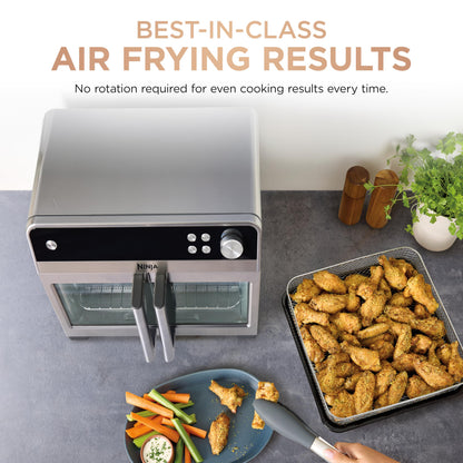 Ninja | French Door Premier Air fry Oven | 10-in-1 functions | 20.3-qt capacity | 5-qt Air Fry Basket, Sheet Pan, Wire Rack, Broil Rack | PFAS-free Cooking Surface, Dishwasher-Safe Accessories | FO101