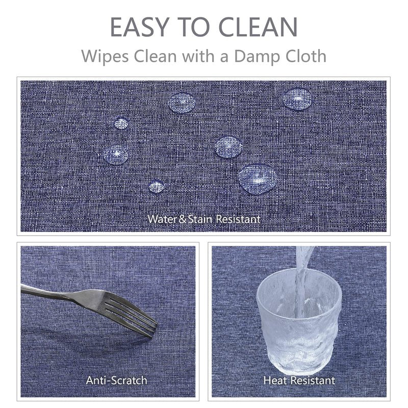 Veblandy Rectangle Tablecloth Linen Textured Waterproof & Stain Resistant Table Cloth Wrinkle Free Decorative Fabric Farmhouse Table Cover for Dining/Party/Buffet/Wedding, 60 x 84 Inch, Demin Blue
