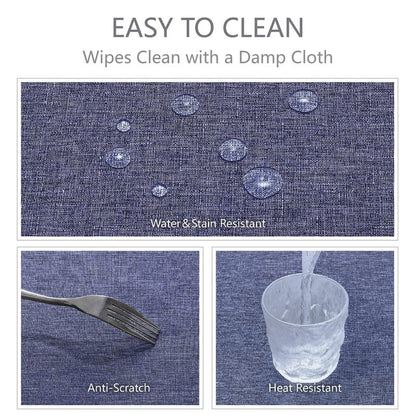 Veblandy Rectangle Tablecloth Linen Textured Waterproof & Stain Resistant Table Cloth Wrinkle Free Decorative Fabric Farmhouse Table Cover for Dining/Party/Buffet/Wedding, 60 x 144 Inch, Demin Blue