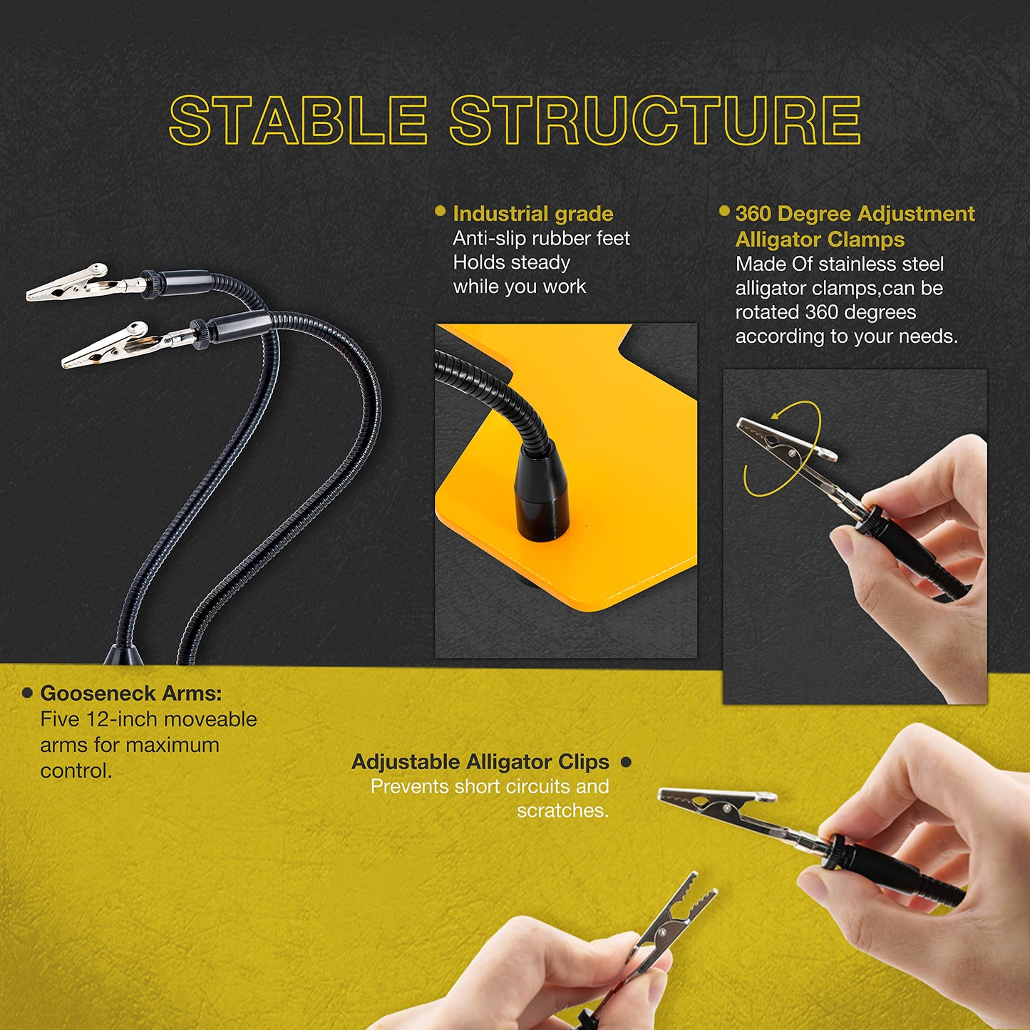KOTTO LED Lighted Magnifying Five Arms Helping Hands Soldering Station,Strong Suction Smoke Absorber for Soldering