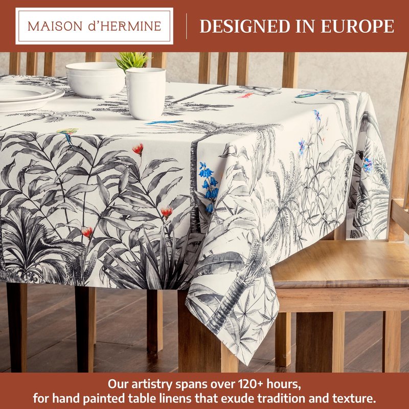Maison d' Hermine Table Cloth Rectangle Table 100% Cotton 60 x 108 Inches Fall Tablecloth Reusable Everyday Use for Thanksgiving Christmas Decorations Dining Farmhouse Party (Amazonia)