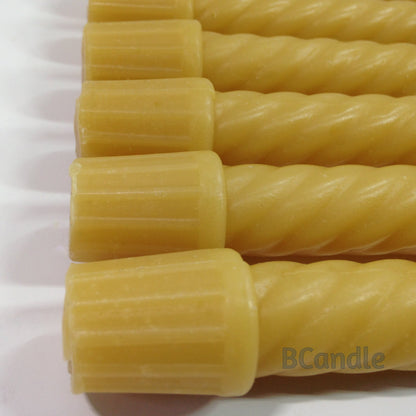100% Beeswax Spiral Twist Taper Candles (Set of 4) Organic 8" H, 3/4" d
