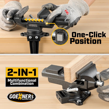 [Upgraded Version] Multi-Purpose Bench Vise 3.3", Table Vice For Workbench, Universal Clamping Vise With Heavy Duty Cast Iron, Multi-Jaw, Swivel Base, Easy Adjustment for Woodworking (3.3 Inch)