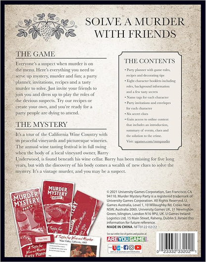 Murder Mystery Party A Taste for Wine &amp Murder – Murder Mystery Dinner Party Game for Adults – Interactive Crime Solving Role Play Game Night Kit with Invitations &amp Clues – Ages 16+