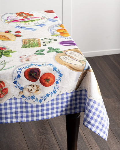 Maison d' Hermine Table Cloth Rectangle Table 100% Cotton 70 x 90 Inches Tablecloth Reusable Decorative for Dining Kitchen Room Farmhouse Home Gifts for Mothers Day Spring Summer - Gourmand