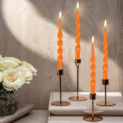4 Pack Orange Taper Candle 10 inch Twisted Candles Unscented for Christmas Halloween Dinner Wedding Home Decor, Relaxation & All Occasions