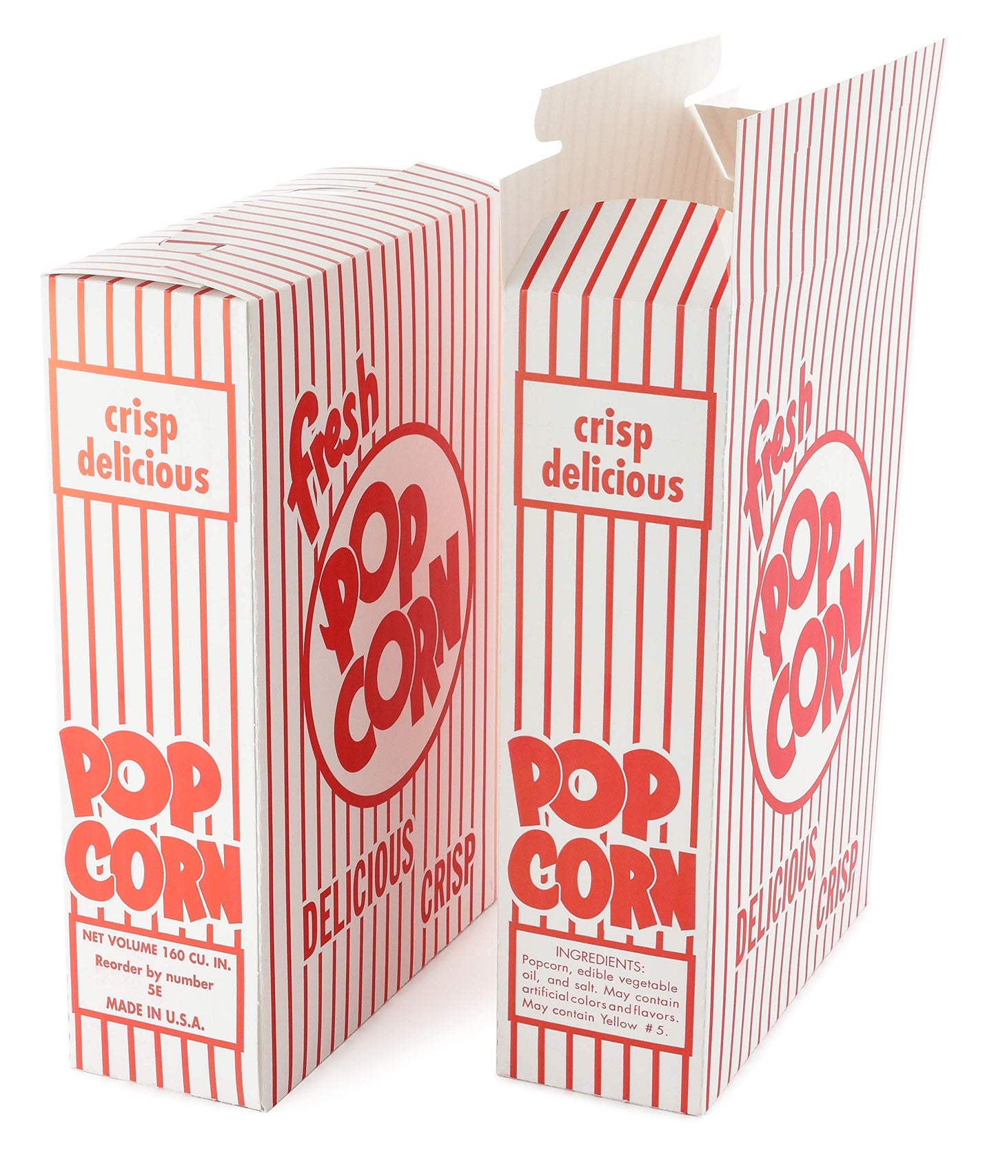 Snappy 5-E Red and White Close Top Popcorn Boxes, 3.3 Oz, 250 Pack