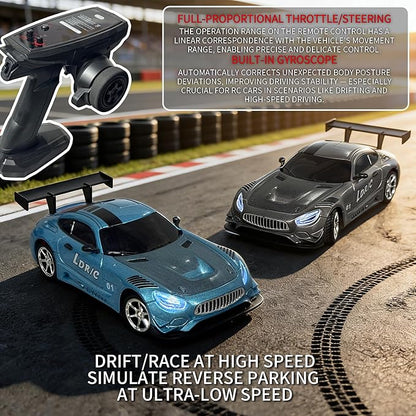 LDRC LD4301 1:43 Scale RC Drift Mini Car 2.4G Remote Control Car with Alloy Shell Built-in Gyroscope Mini Desktop Racing Vehicle for Indoor/Outdoor Play (Ice Blue)