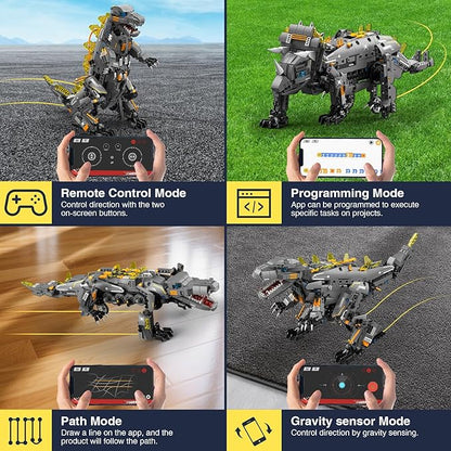 Dinasour Toys for Kids Building Set 935 PCS App &amp Remote Control Robotics Kit 5-in-1 Tyrannosaurus/Triceratop/Crocodile/Robot/Monster STEM Toys for Boys Girls Age 6 7 8 9 10 11 12+ Year Old