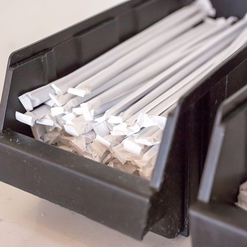 Crystalware Bulk Pack of 380 Flexible Plastic Drinking Straws - White, Individually Wrapped, Food-Safe BPA Free, 7.75 Inches Long (1 Box)