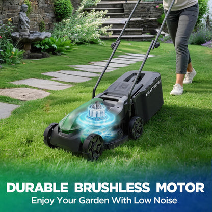 Kraftsense 14" Cordless Lawn Mower, 20V Lightweight Push Mower with 5.0Ah Battery, Ultra-Quiet Motor for Small Yards, Lawn Care, Backyard Maintenance