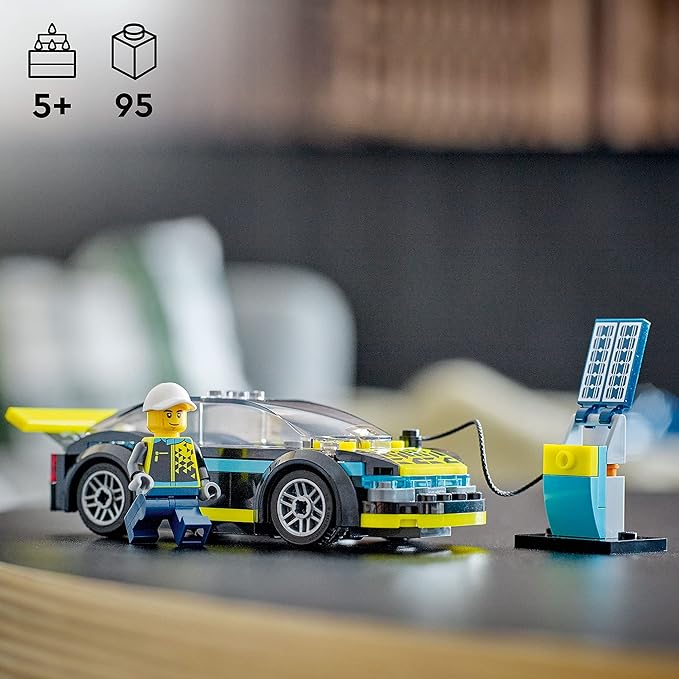 LEGO City Electric Sports Car 60383 Toy for 5 Plus Years Old Boys and Girls Race Car for Kids Set with Racing Driver Minifigure Building Toys