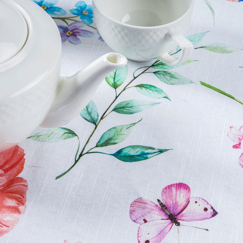 Maison d' Hermine Table Cloth Round Table 100% Cotton 63 Round Inches Tablecloth Reusable Decorative for Dining Kitchen Room Farmhouse Home Gifts for Mothers Day Spring Summer - Just Floral