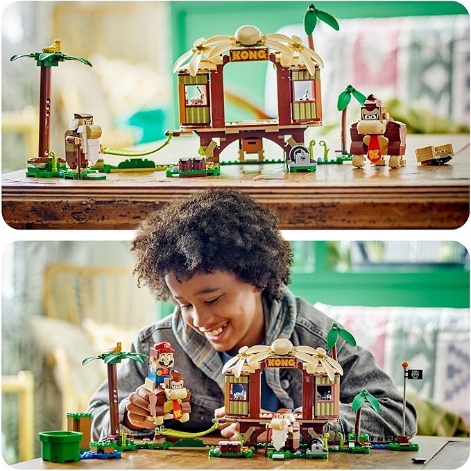 LEGO 71424 Super Mario Donkey Kong Hut Expansion Set Construction Toy with 2 Characters Combine with Starter Pack for Kids Boys and Girls Ages 8 and Above