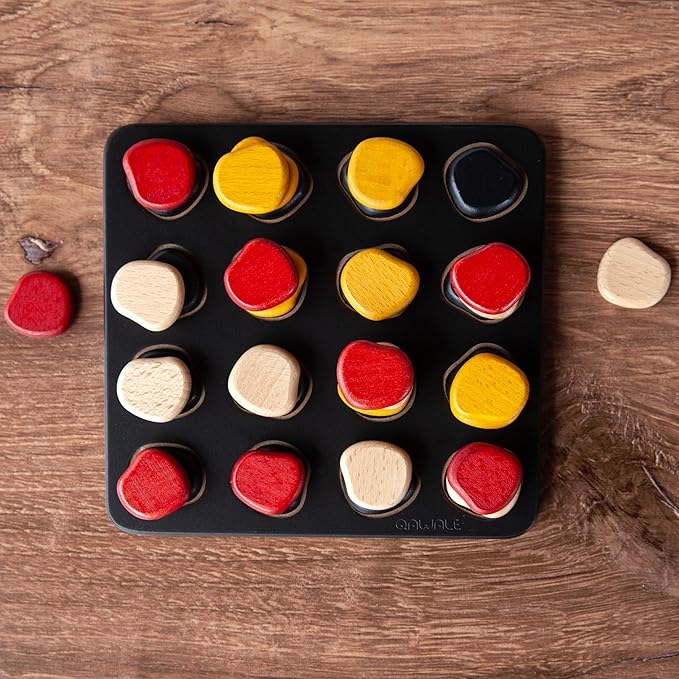 GIGAMIC Qawale Mini | Mensa Select | Travel-Friendly Wooden Abstract Strategy Board Game for Kids and Adults | Compact Stone Stacking Game | Learn in only 1 Minute | Ages 8+ | 2 Players | 15 Min