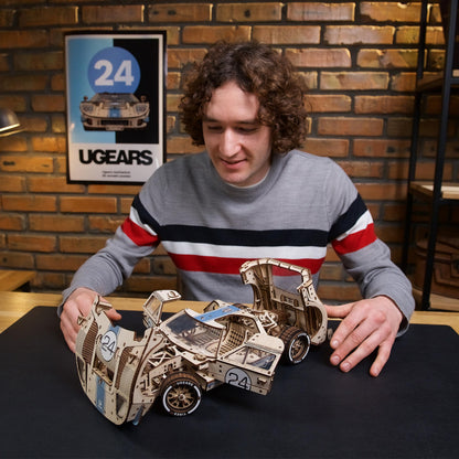 UGEARS UGT-24 Endurance Racer 3D Wooden Puzzles for Adults - DIY Model Car Kits 3D Puzzle, Mechanical Wooden Model Kits for Adults to Build, Wood Sports Car Racing Brain Teaser, Hobby Gift