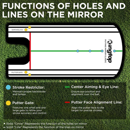 KINGTOP Classic Golf Putting Mirror - Portable Alignment Putting Training Aids for Consistency & Accuracy - Ideal for Indoor | Outdoor Practice, with Carry Bag and Golf Tees