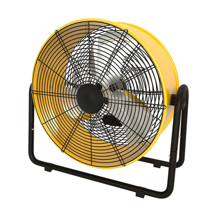 20 Inch Heavy Duty Metal Industrial Drum Fan, 3 Speed Floor Fan for Warehouse, Workshop, Factory and Basement - High Velocity, Yellow