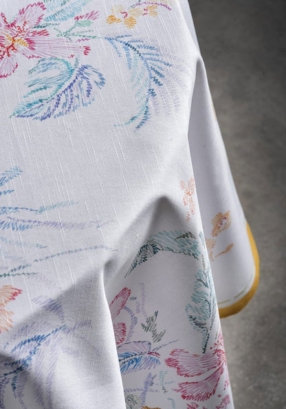 Maison d' Hermine Table Cloth Round Table 100% Cotton 63 Round Inches Tablecloth Reusable Decorative for Dining Kitchen Room Farmhouse Home Gifts for Mothers Day Spring Summer - Paradise Island