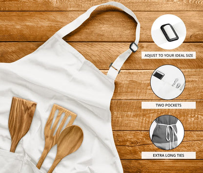 Utopia Kitchen 2 Pack Bib Apron, Adjustable with 2 Pockets, Water and Oil Resistant, Cooking Kitchen Chef Apron for Women Men